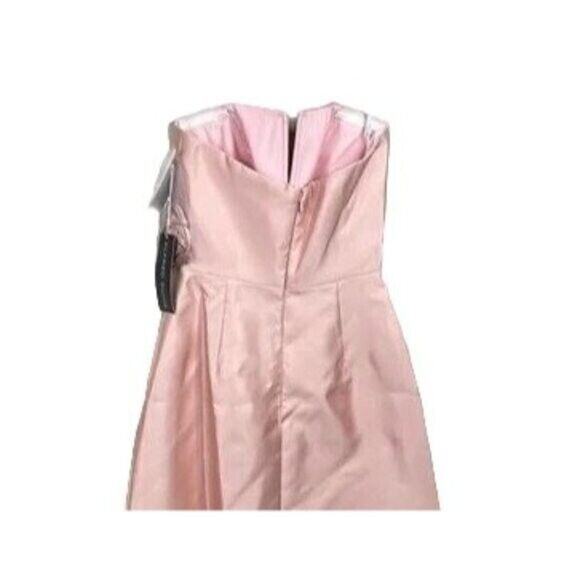 NWT Alfred Sung Strapless Notch Satin Twill Maxi Dress Pockets 2 Toasted Sugar - Picture 6 of 12